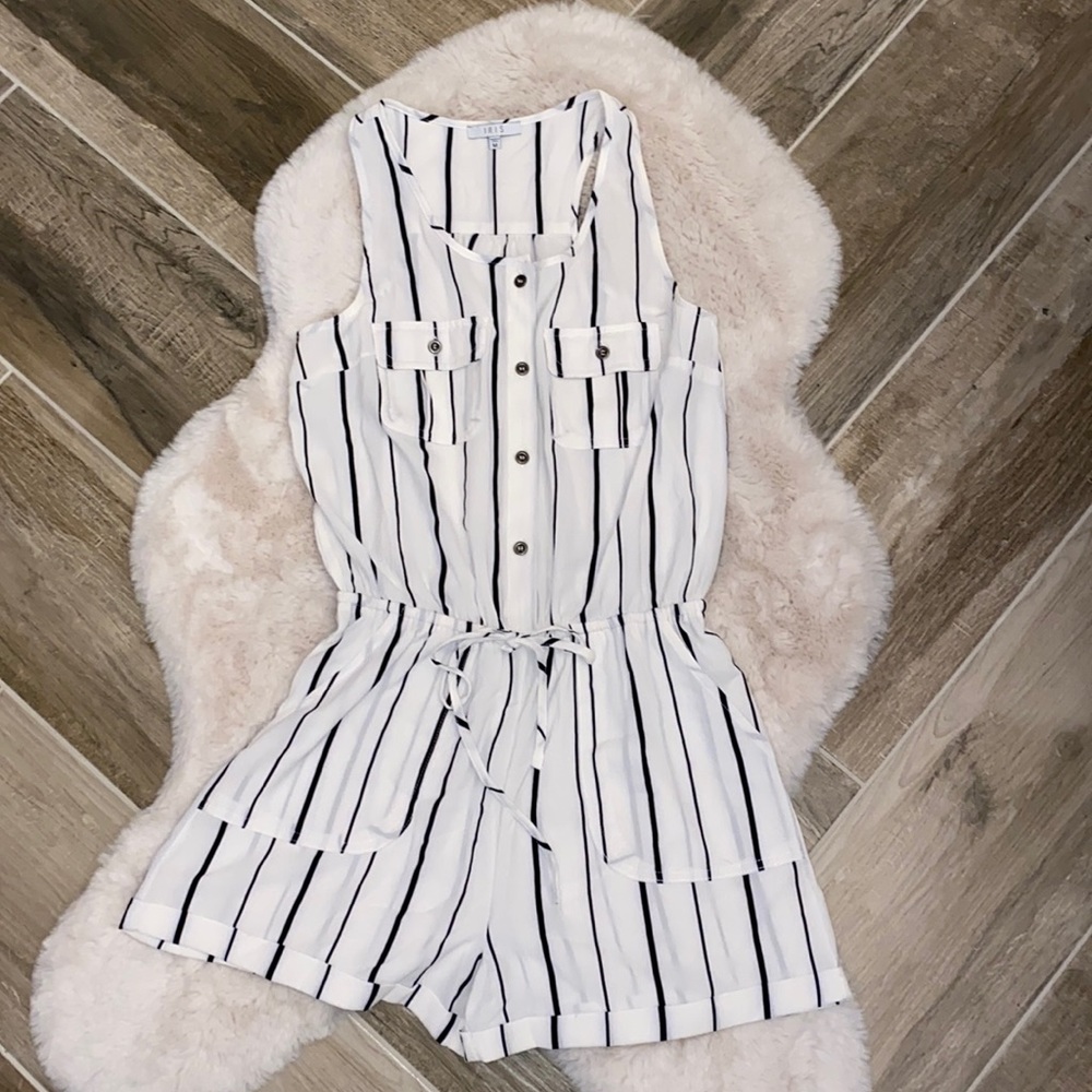 Black and white striped romper